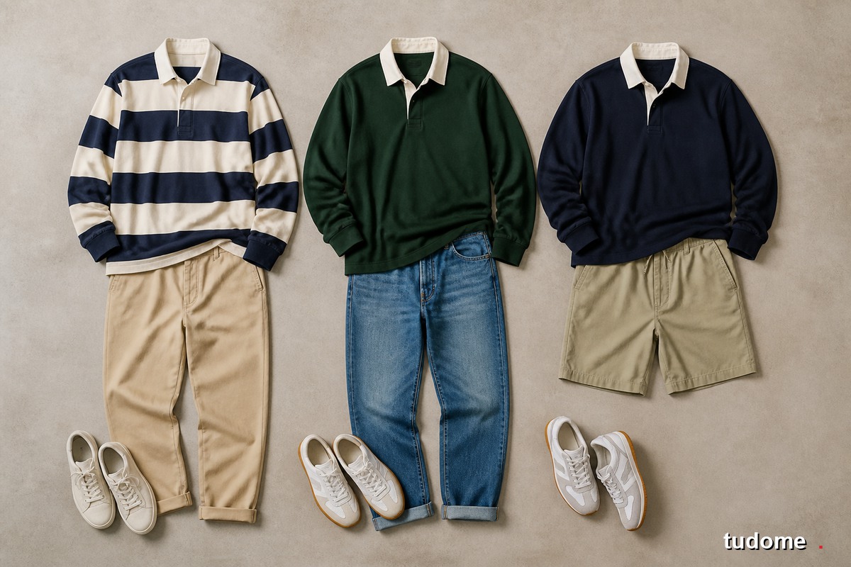 Ba mẫu áo rugby nam phối quần chinos, jean và short