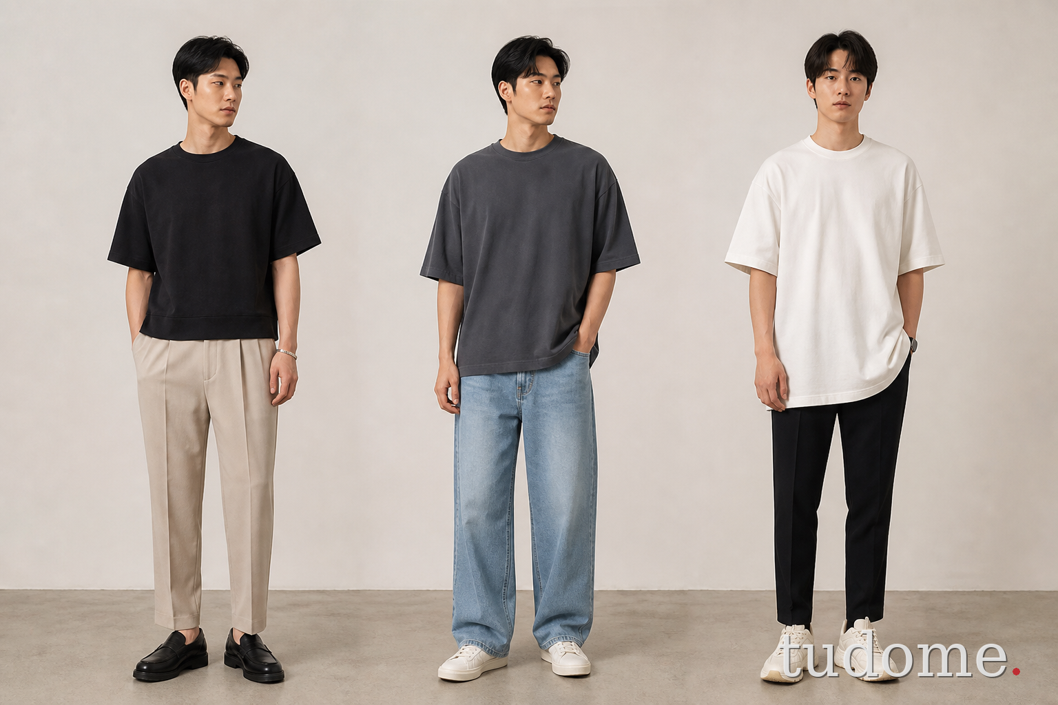 Tỷ lệ áo thun oversize nam và các kiểu quần