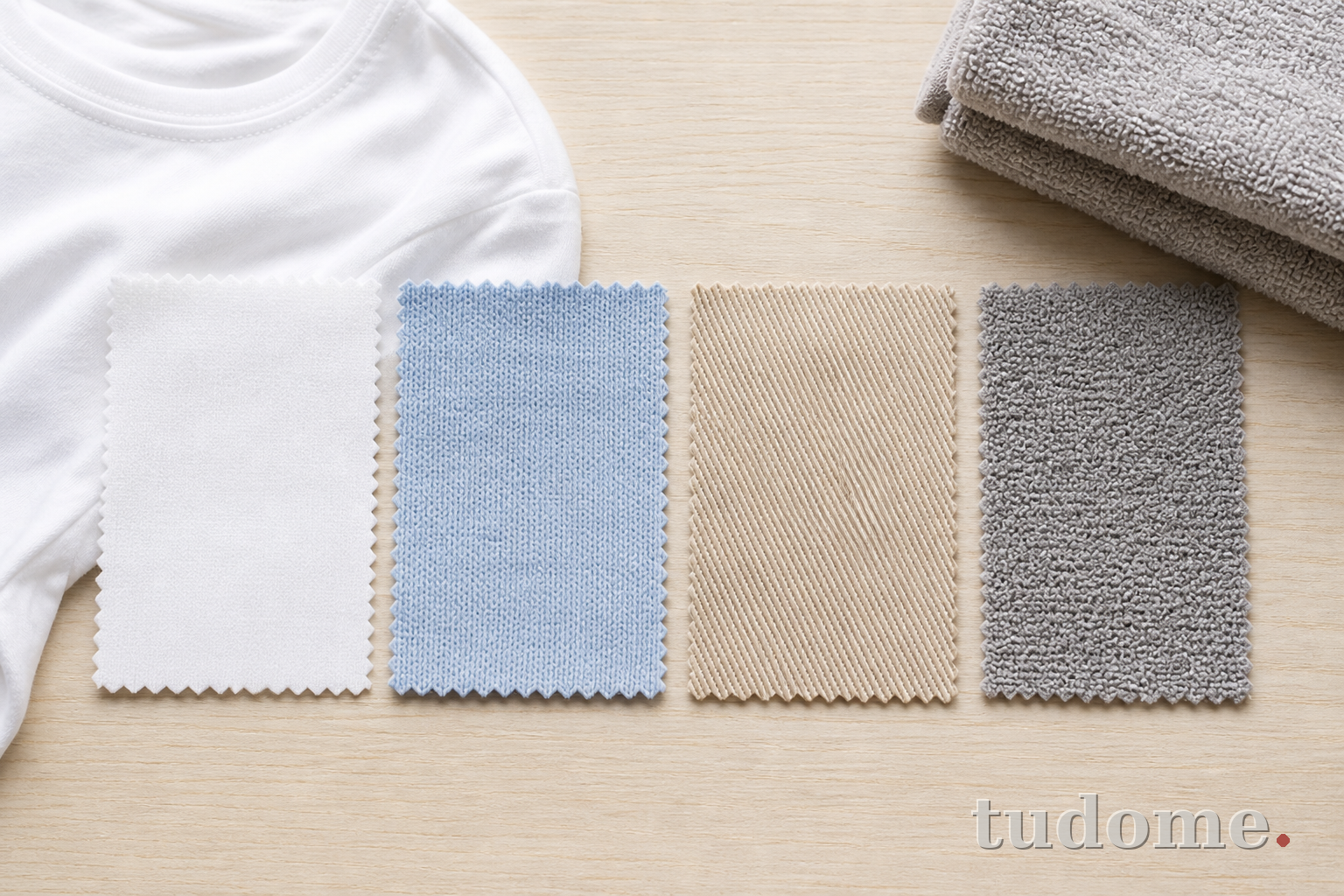 So sánh bề mặt cotton poplin, jersey, twill và terry
