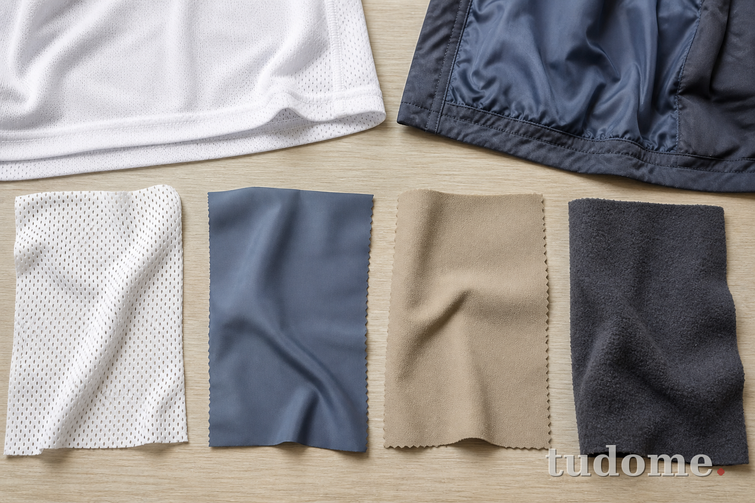 So sánh polyester mesh, vải lót, crepe và fleece
