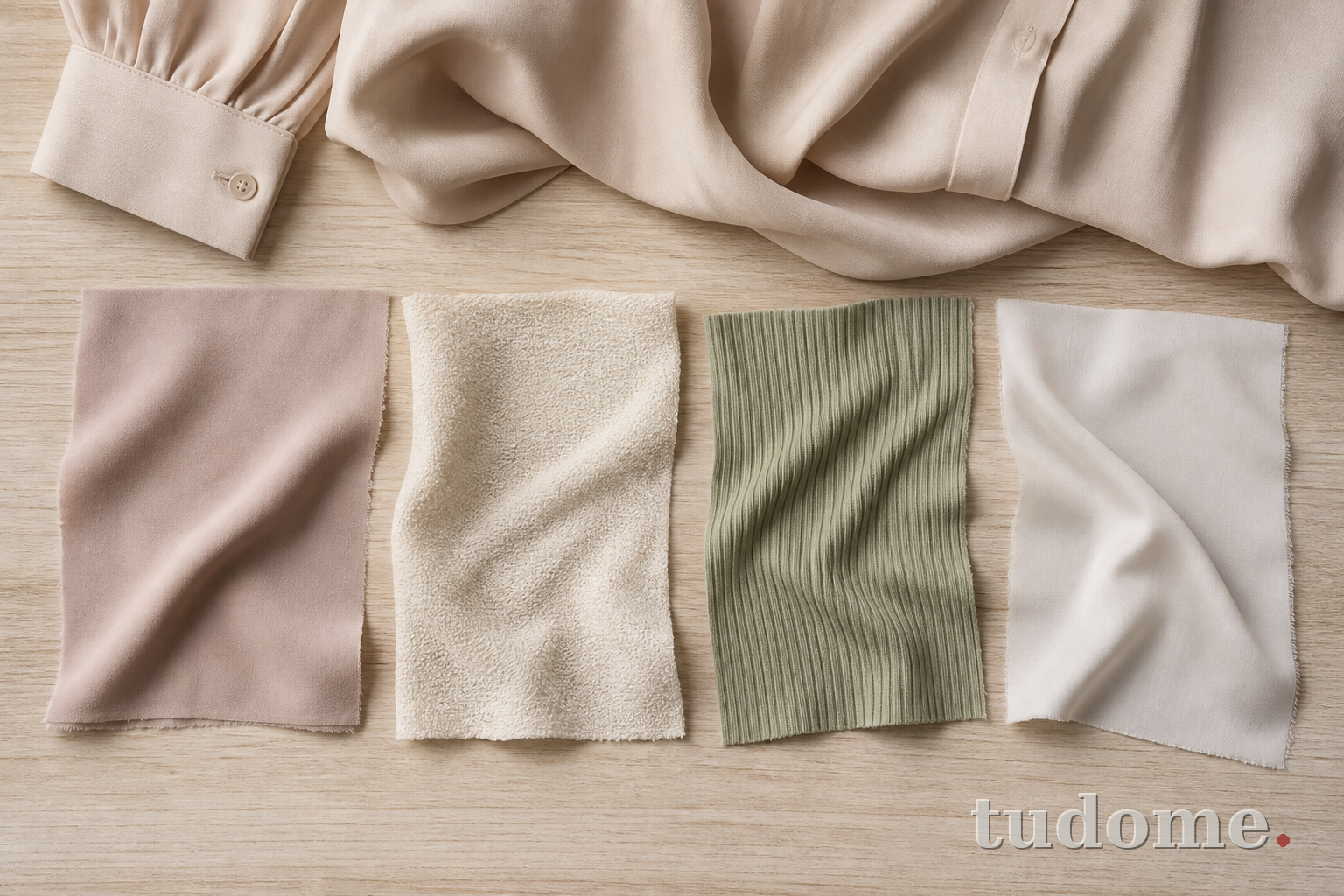 So sánh bề mặt viscose challis, crepe và vải đan rib