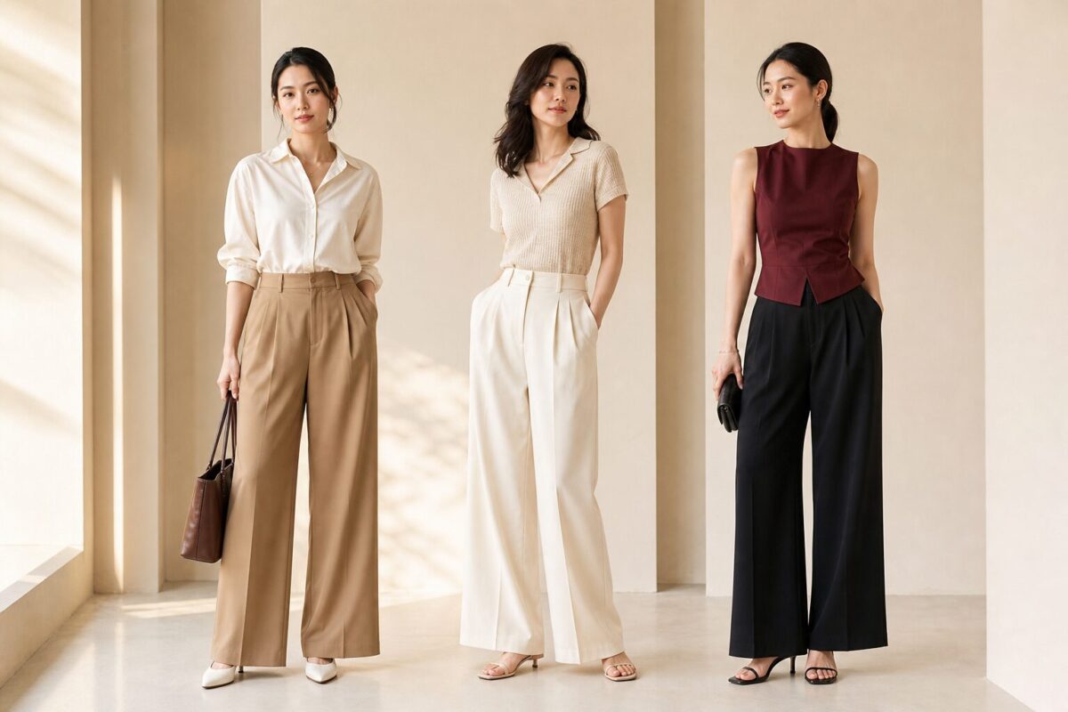 Ba cách phối đồ với quần ống rộng nữ cho đi làm, đi chơi và dự tiệc