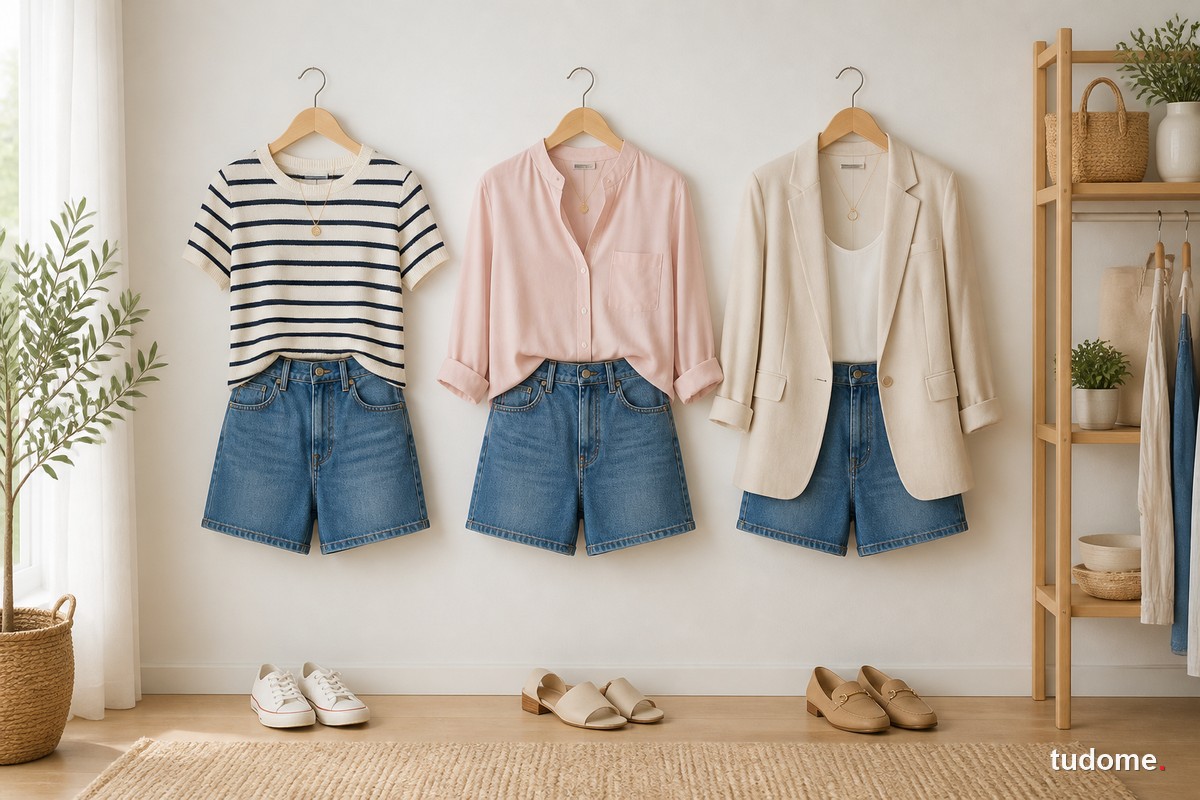 Ba cách phối quần short jean nữ với áo và giày