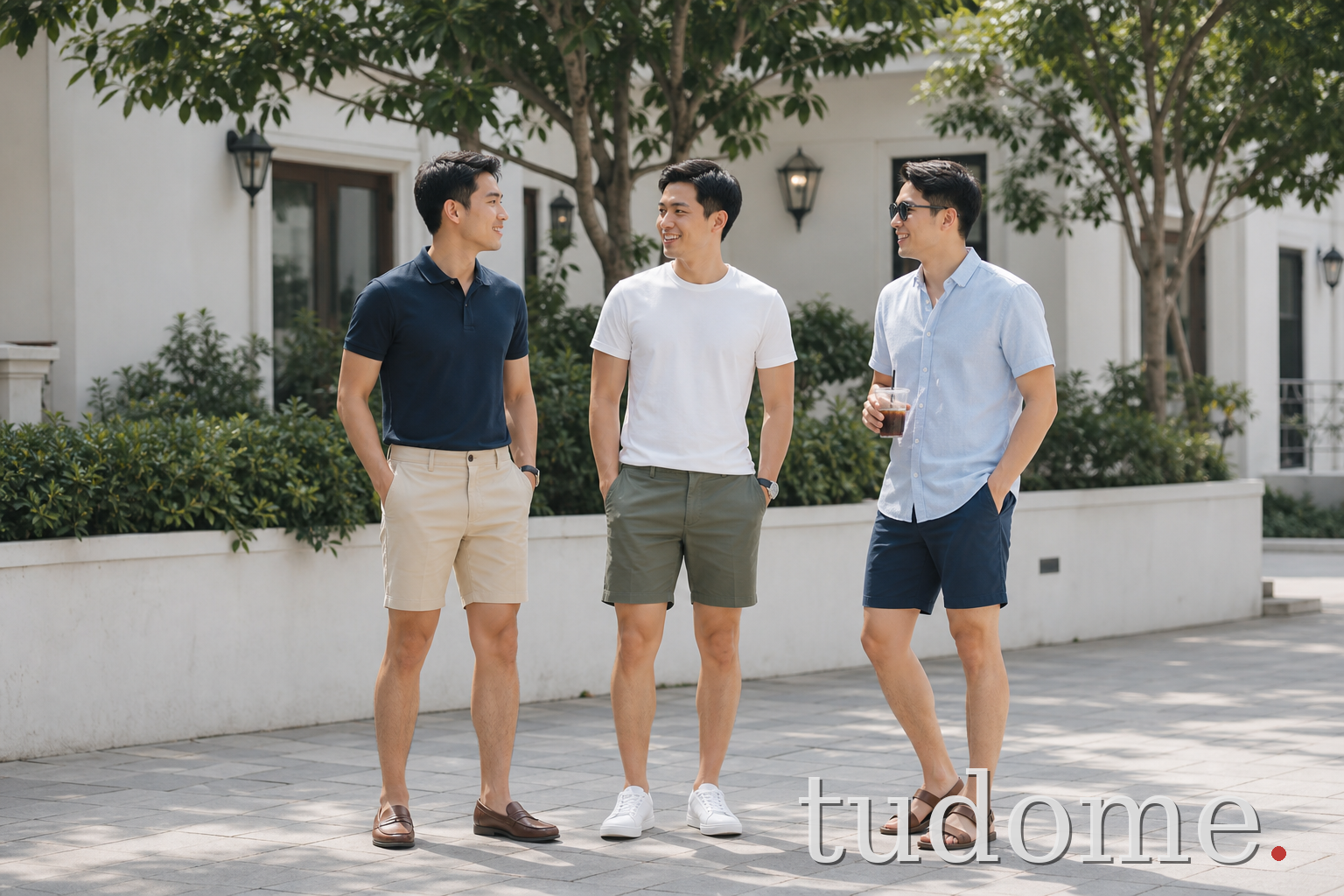 Ba cách phối quần short nam với polo, áo thun và sơ mi ngắn tay