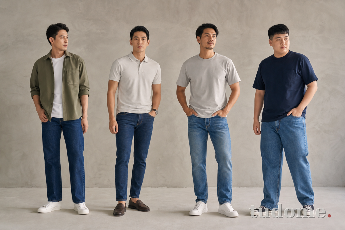 Cách chọn quần jean nam theo dáng người và độ vừa vặn – Tudome