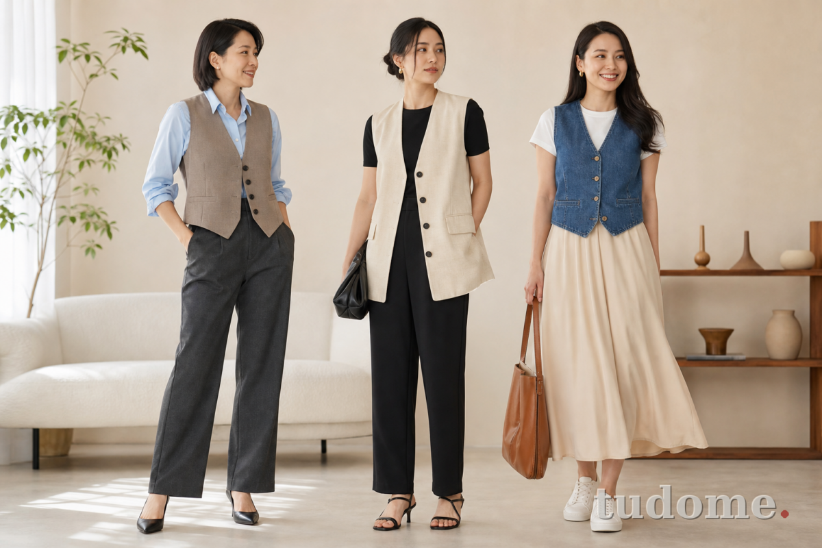 Phối áo gile nữ nhiều lớp cho đi làm và đi chơi