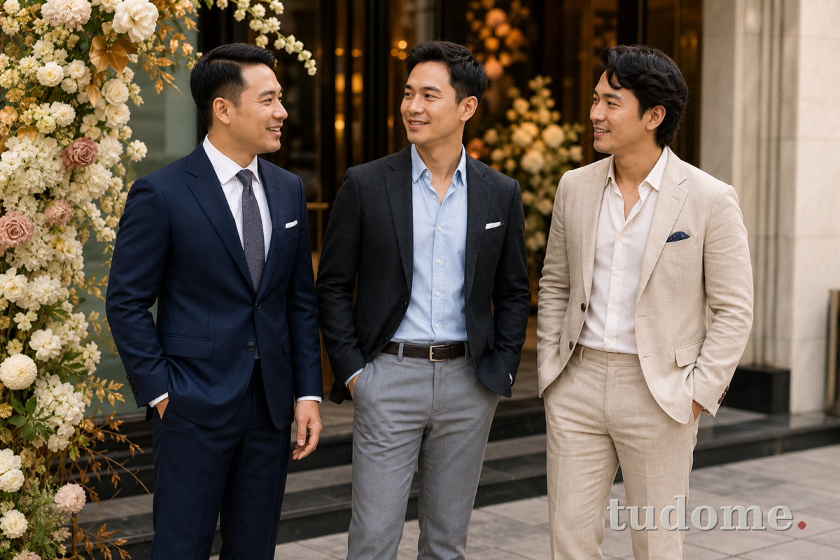 Ba gợi ý trang phục nam đi đám cưới thanh lịch