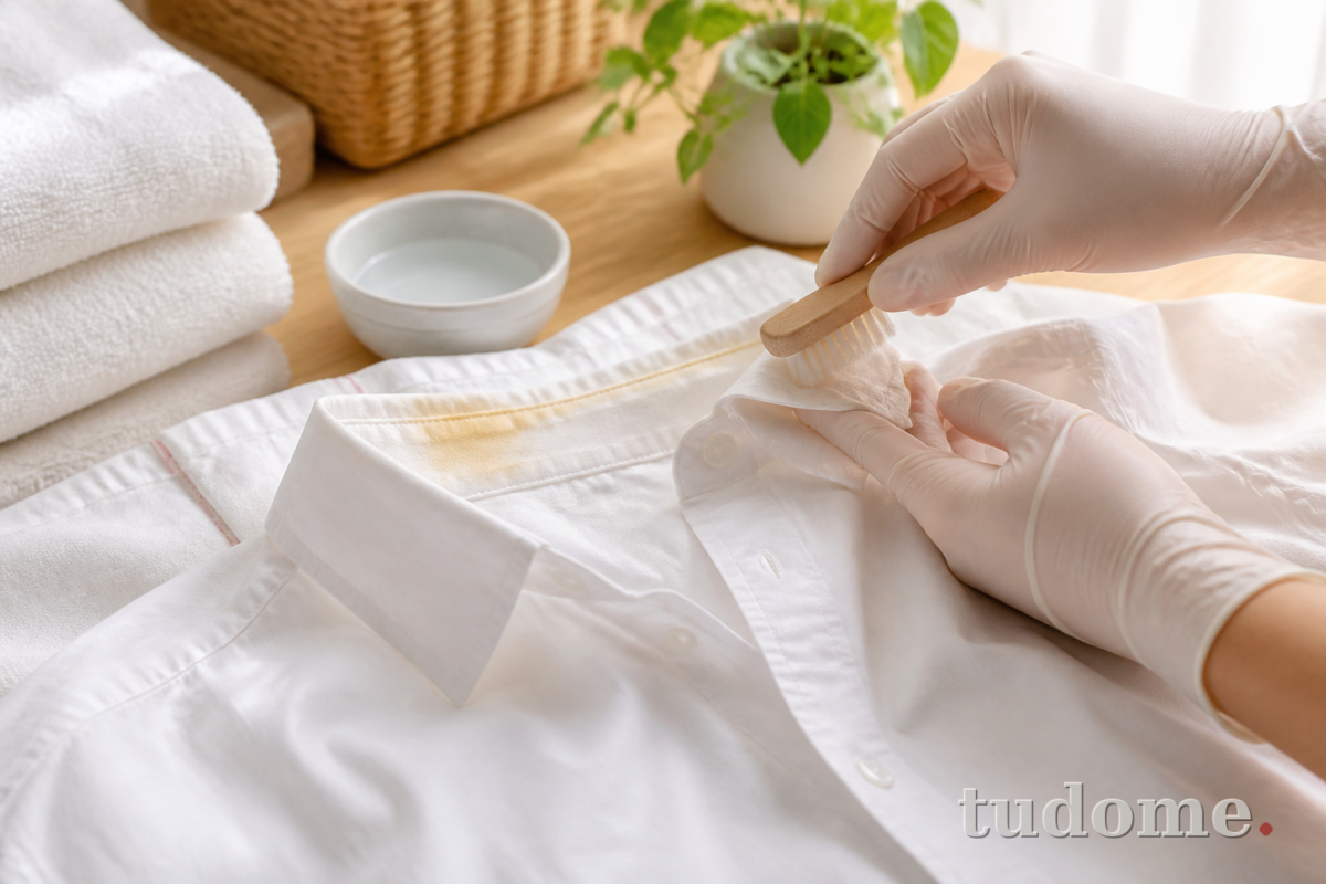 Xử lý vết ố vàng ở cổ áo sơ mi trắng