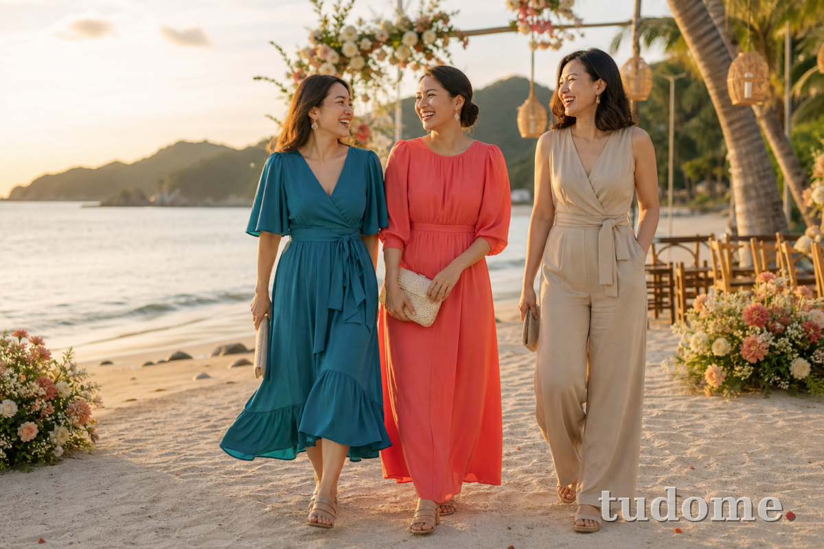 Váy midi, váy maxi và jumpsuit nữ dự đám cưới bãi biển