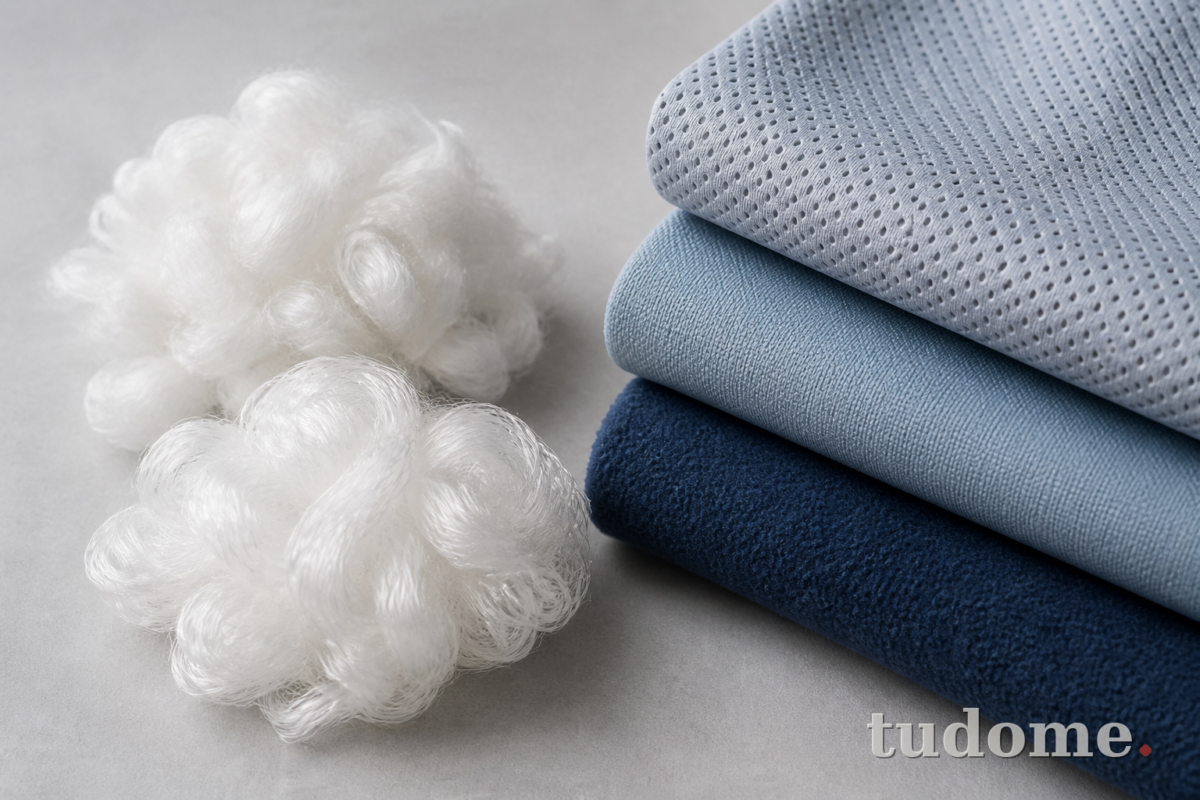 Sợi polyester và các bề mặt vải thể thao, dệt trơn, fleece
