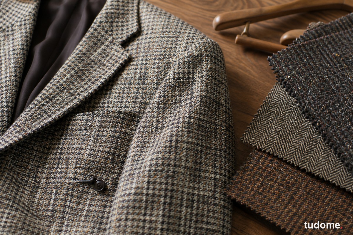Áo khoác tweed và các mẫu vải dệt có bề mặt nhiều màu